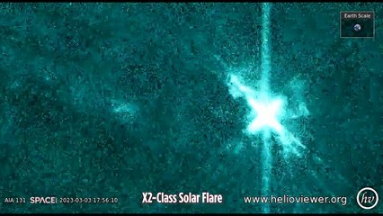 Sun Eruption With Powerful X2-Class Flare Footage
