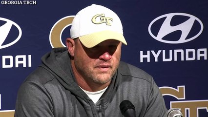 Georgia Tech coach Brent Key is emotional after eight overtime loss to Georgia