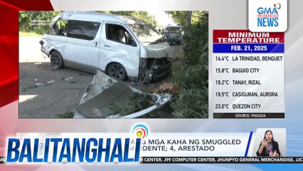 Van na may kargang mga kaha ng smuggled na sigarilyo, naaksidente; 4, arestado | Balitanghali