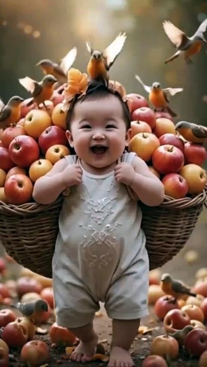 Joyful Harvest Chubby Baby with Apple Basket