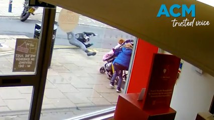 Scary moment motorbike thief launched into air in police dashcam chase