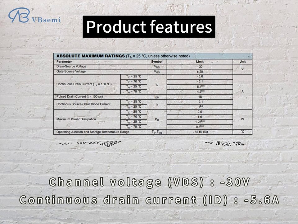 SSM3J314T-VB is a SOT23 package P-Channel field effect MOS tube