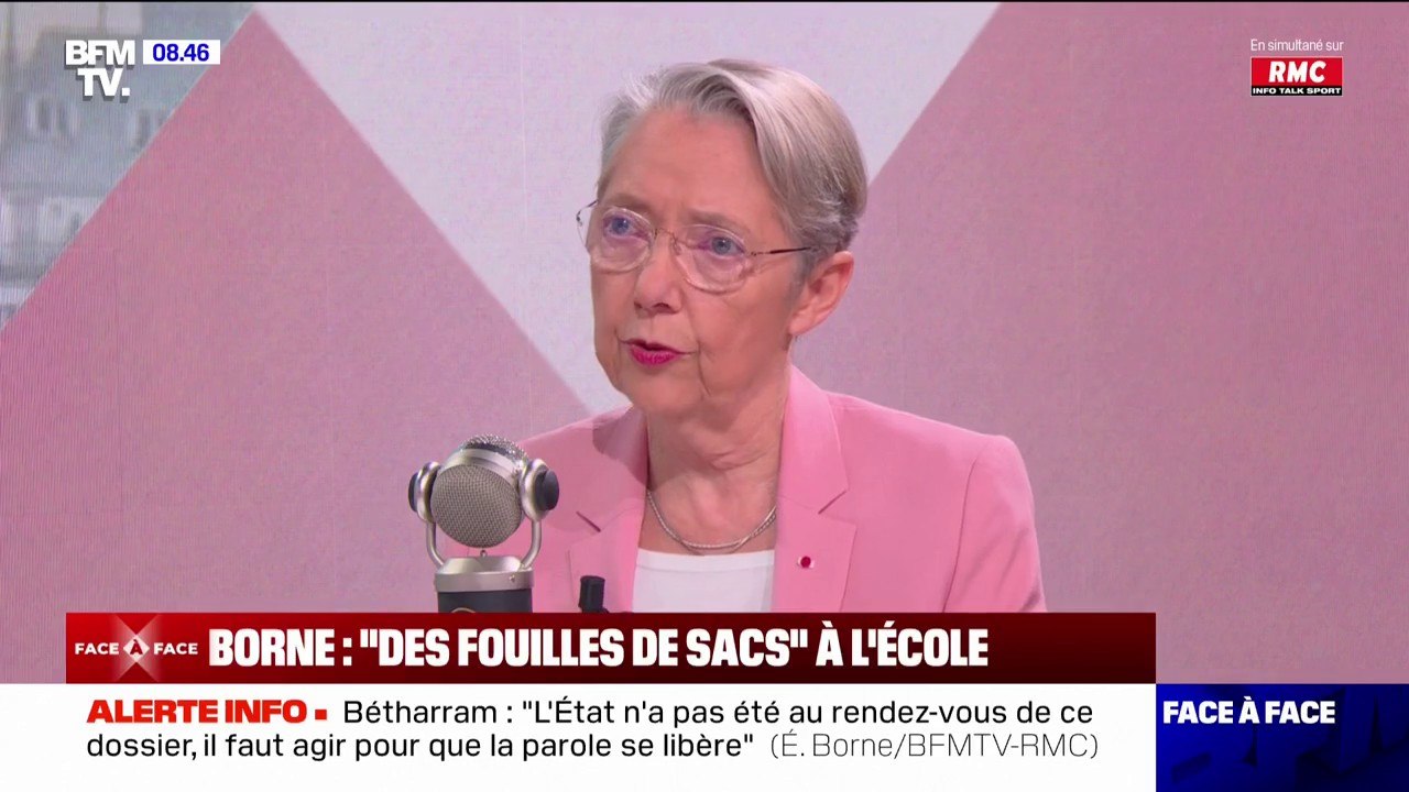 Armes blanches chez les jeunes: Élisabeth Borne souhaite pouvoir "organiser des fouilles de sacs (…) avec les forces de l'ordre", à l'entrée des établissements