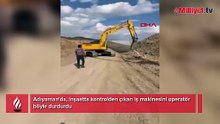 İnşaatta kontrolden çıkan iş makinesini operatör durdurdu