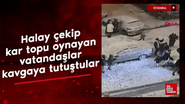 İstanbul'da kar topu oynayıp halay çeken vatandaşlar arasında kavga çıktı