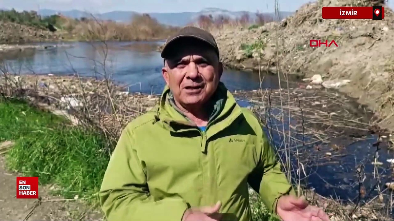 İzmir'de Büyük Menderes Nehri kirlilik nedeniyle siyaha büründü
