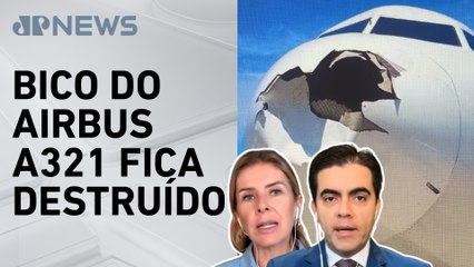 Avião da Latam colide com pássaro e voo volta ao Galeão; Deysi e Vilela comentam
