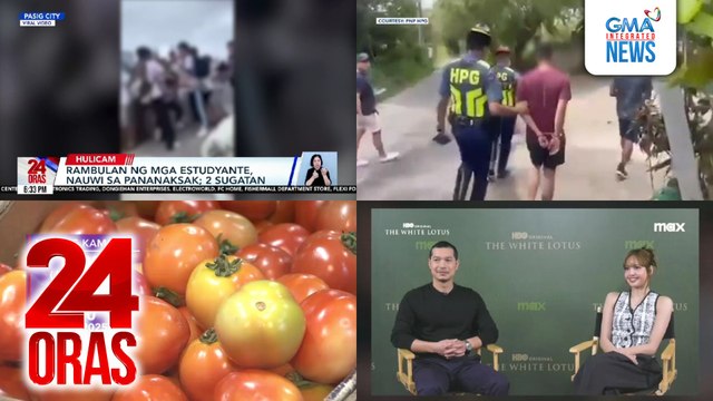24 Oras: (Part 1) Rambulan ng mga estudyante, nauwi sa pananaksak, 2 sugatan; Senado, dapat magtipon bilang impeachment court kahit recess ayon sa impeachment prosecutors; kada kilo ng kamatis, bumagsak sa P40/kg, mga magsasaka, lugi na, atbp.
