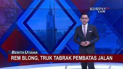 Rem Blong, Truk Tabrak Pembatas Jalan dan Srempet Pejalan Kaki