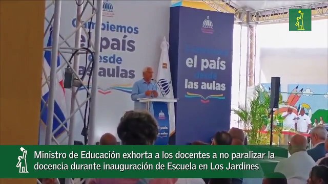 Ministro de Educación exhorta a los docentes a no paralizar la docencia durante inauguración de Escuela en Los Jardines_1