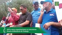 ADP y otras organizaciones se concentran frente al Ministerio de Trabajo