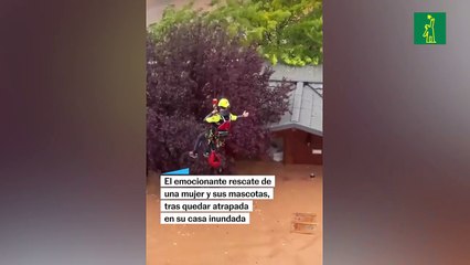 El rescate de una mujer y sus mascotas tras quedar atrapada en su casa inundada por la dana