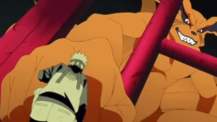 First time Naruto links his power with kurama