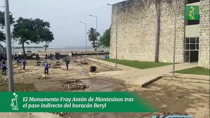 El Monumento Fray Antón de Montesinos tras el paso indirecto del huracán Beryl