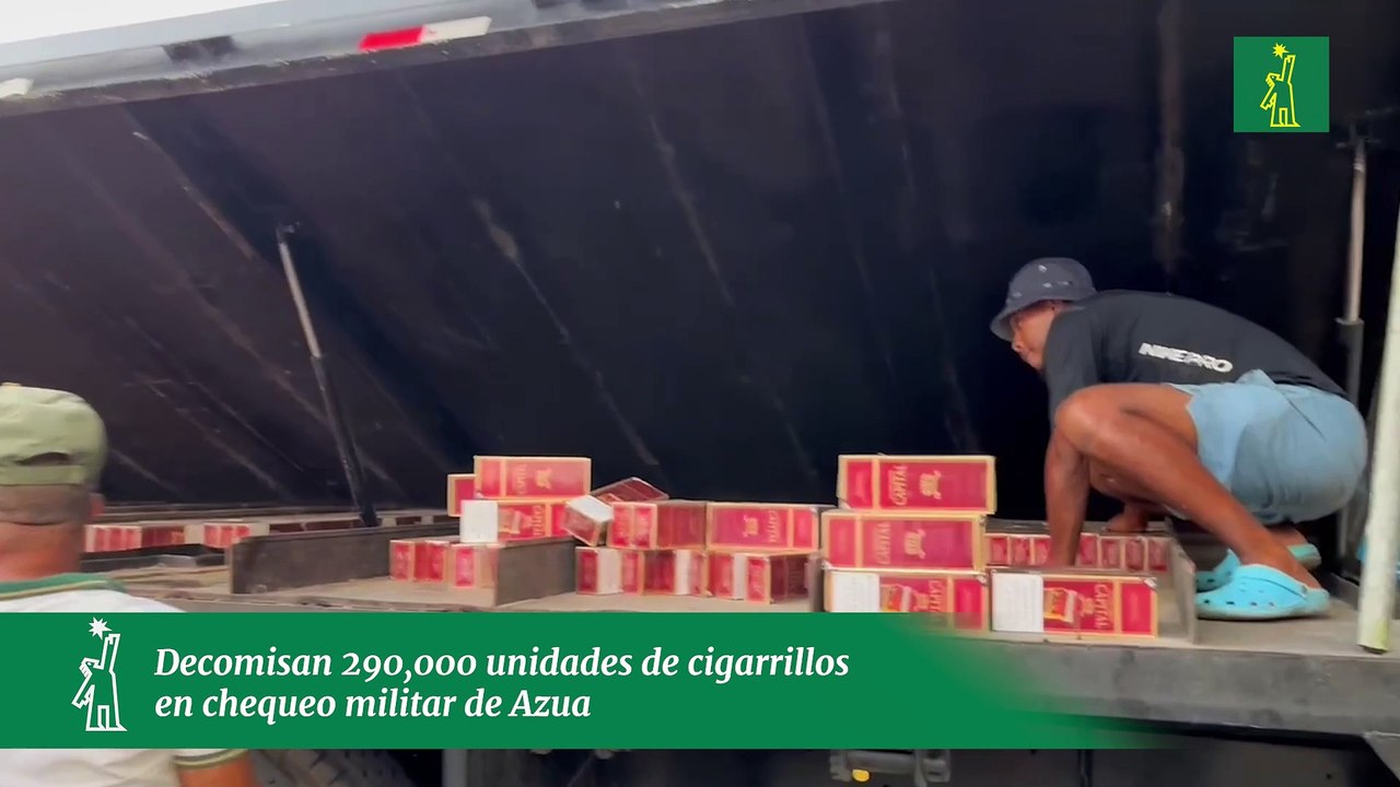Decomisan 290,000 unidades de cigarrillos en chequeo militar de Azua