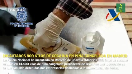 Incautados 800 kilos de cocaína en piña congelada en Madrid y detenidos dos empresarios