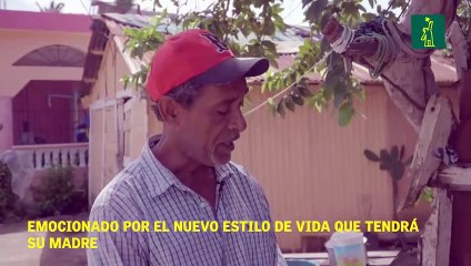 Emocionado por el nuevo estilo de vida que tendrá su madre.