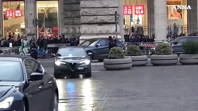 Italia-Israele, l'arrivo del presidente Herzog a Palazzo Chigi per l'incontro con Meloni