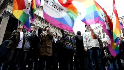 Manifestaciones en Italia a favor de unión civil homosexual