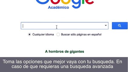 Google  para buscar documentos académicos