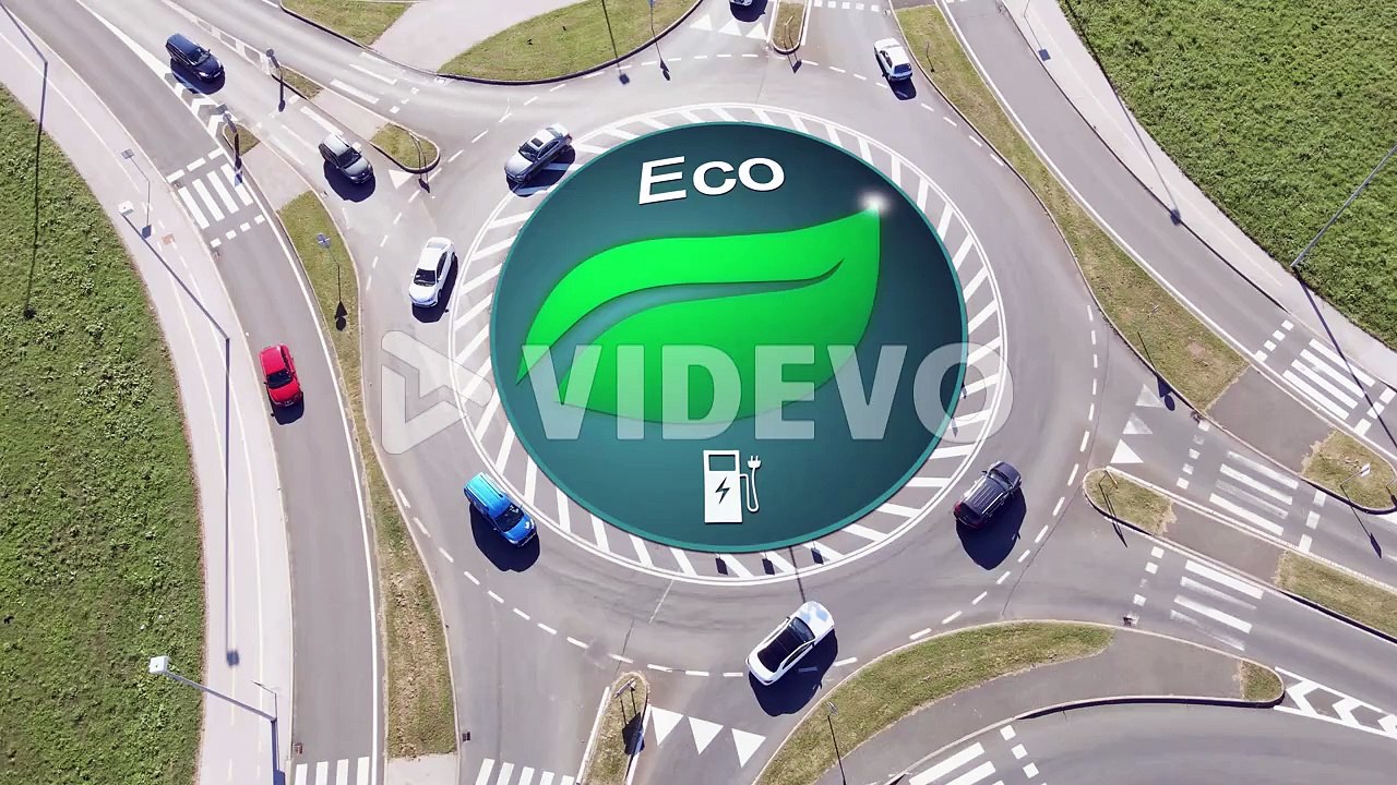 Eco friendly cars vehicle animation logo on roundabout with electric ...