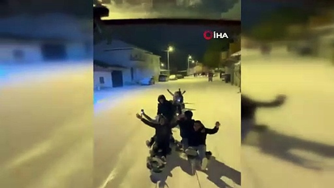 Karda lastik sörfü! Hem eğlenceli hem de tehlikeli yolculuk