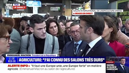 Emmanuel Macron assure que "la filière agricole et agroalimentaire française est une grande filière d'exportation" et qu'il "faut la défendre et la rendre encore plus compétitive"
