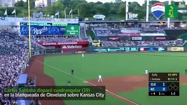 Carlos Santana disparó cuadrangular y los Indios blanquearon a los Reales