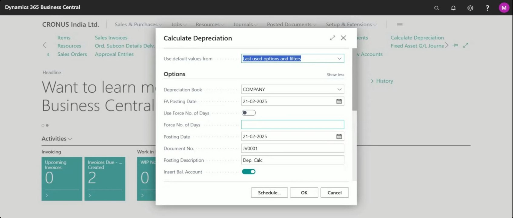 Calculate Depreciation on Fixed Asset in Business Central #calculate #depreciation #fixedassets #d365bc