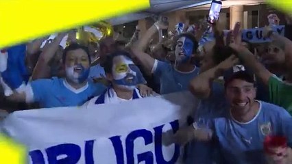 Uruguayos celebran triunfo de su selección