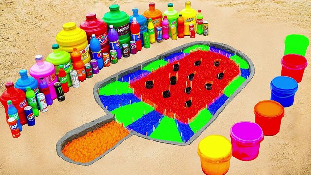 How To Make Rainbow Ice Cream Watermelon with Orbeez, Mentos vs Big Coca Cola,Fanta, Popular Sodas