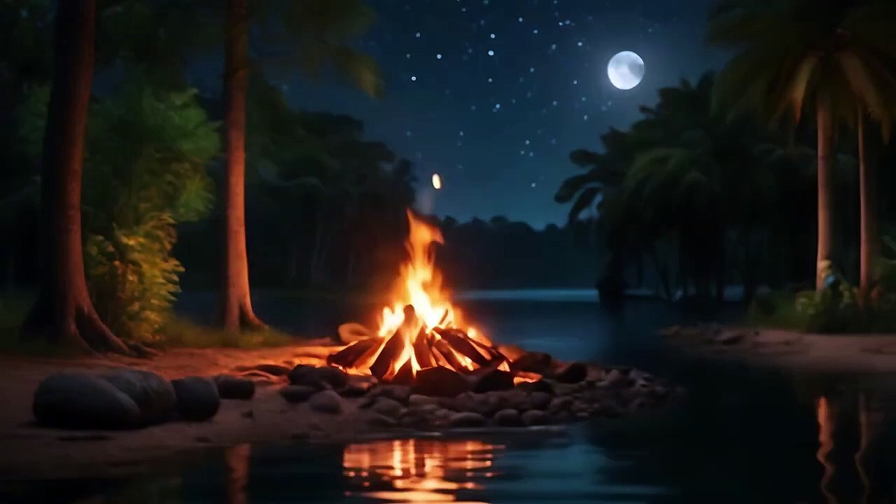 Relaxing Music to Relieve Stress 🎵 Cozy Night Nature 🌳🌙SoundDeepest Restorative Sleep 🎵😴🌳🌙