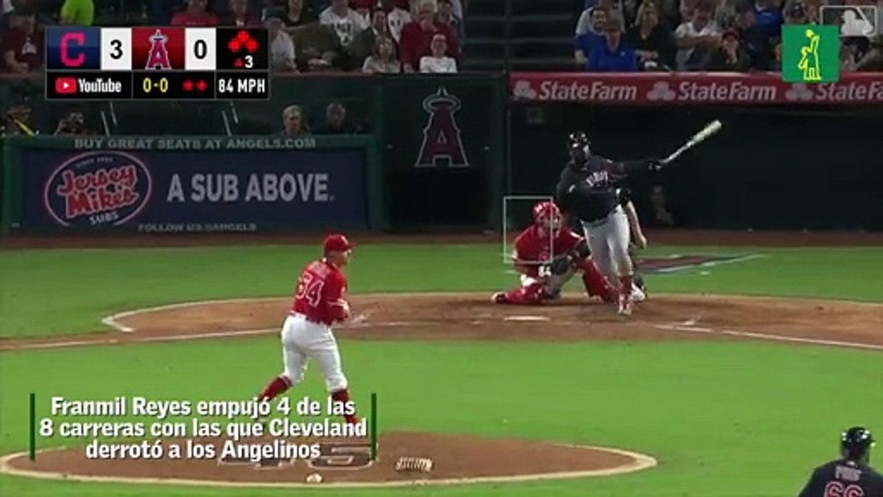 Franmil Reyes impulsó 4 carreras en triunfo de los Indios sobre los Angelinos