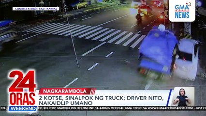 2 kotse, sinalpok ng truck; driver nito, nakaidlip umano | 24 Oras Weekend