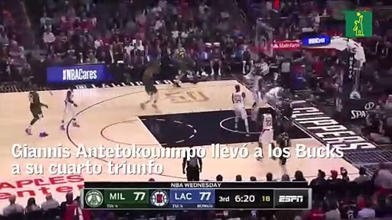 Giannis Antetokounmpo guió nuevo triunfo de los Bucks