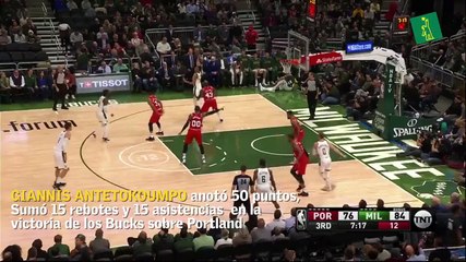 Giannis Antetokounmpo anotó 50 puntos y los Bucks despacharon a Portland