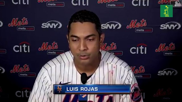 Luis Rojas luego de su primera victoria como dirigente en el béisbol de Grandes Ligas