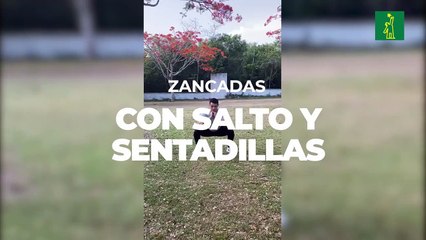 Ejercicio de zancadas con salto y sentadillas