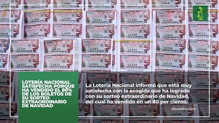 Lotería Nacional satisfecha porque ha vendido el 80% de los boletos de su sorteo extraordinario de Navidad