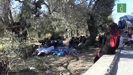 Miles de refugiados en la carretera tras los incendios en la isla griega de Lesbos