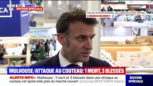Attaque au couteau à Mulhouse: Emmanuel Macron adresse la solidarité de la nation aux familles des victimes