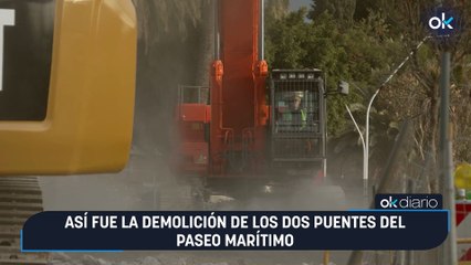 Así fue la demolición de los dos puentes del Paseo Marítimo