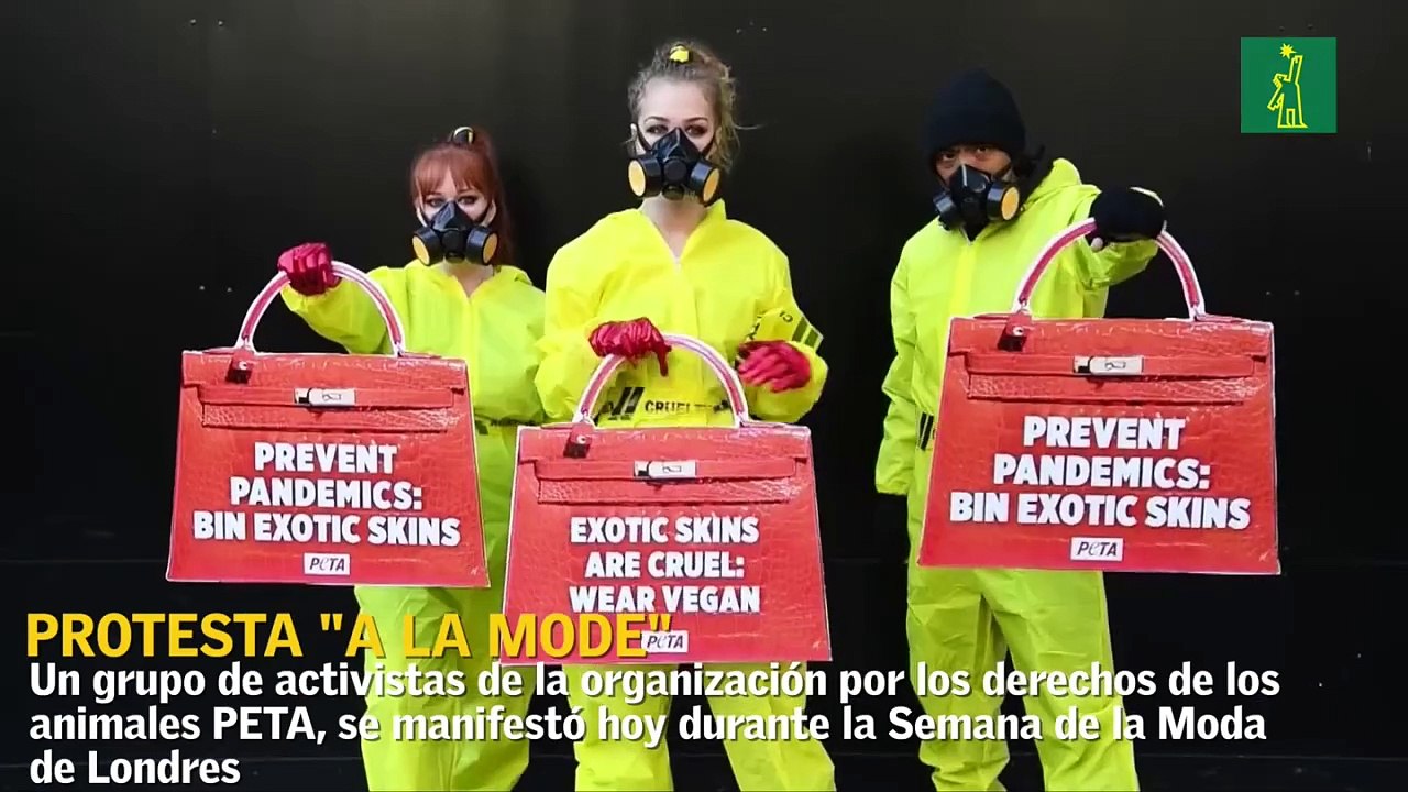 Activistas por los derechos de los animales se manifiestan durante la Semana de la Moda de Londres