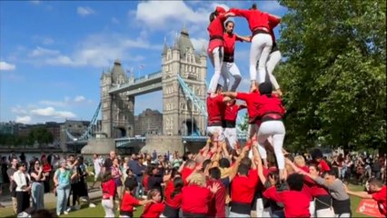 Así son los peculiares castellers de Londres: Hablan en inglés pero dicen los términos en catalán
