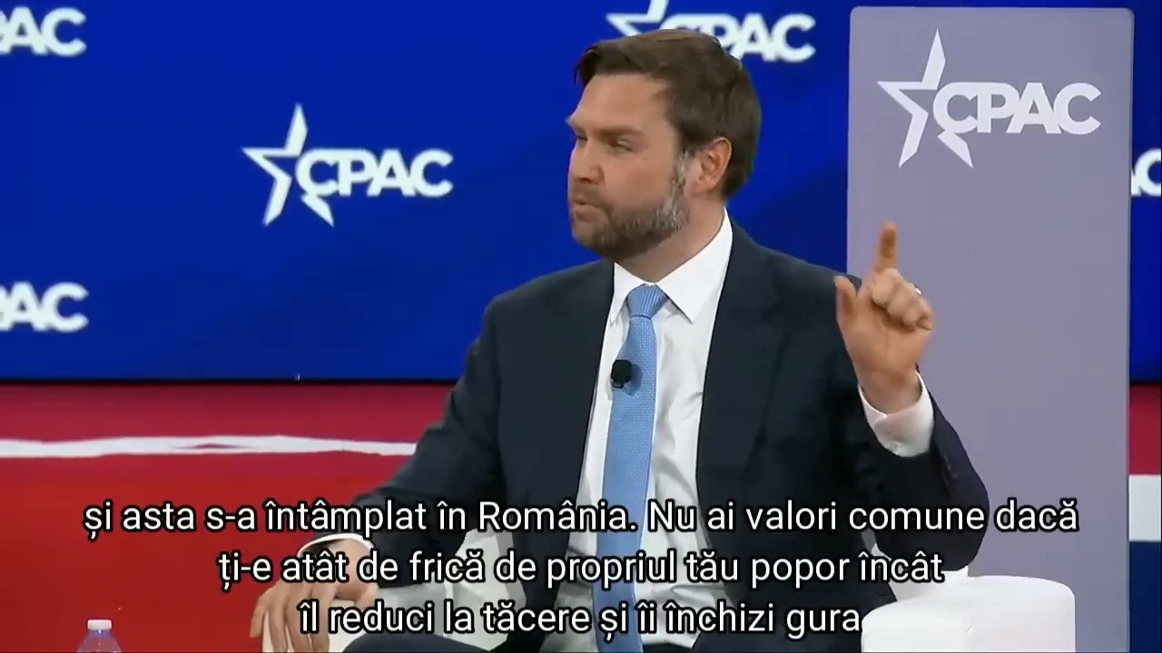 Maryland SUA (20 februarie 2025). Vicepreședintele american JD Vance condamnă ferm puciul din România din 6 decembrie 2024