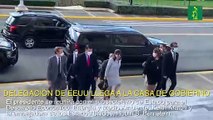 Llegada de la delegación de Estados Unidos a la casa de Gobierno