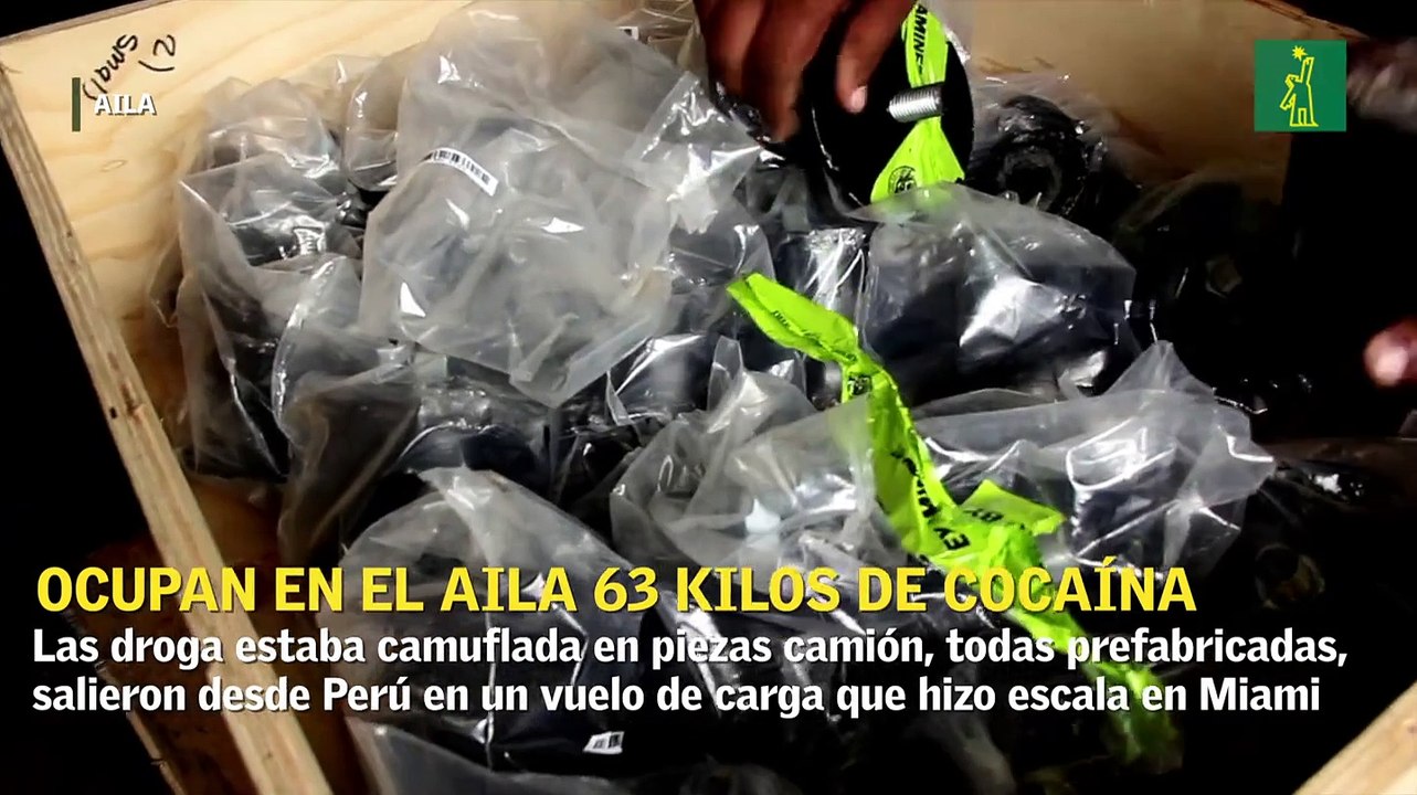 Ocupan en el AILA 63 kilos de cocaína