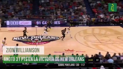 Zion Williamson brilló con los Pelicans en triunfo sobre los Trail Blazers