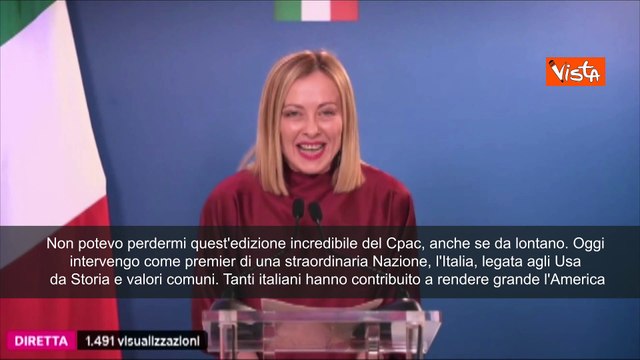 Meloni al Cpac: Usa e Italia legati indissolubilmente da Storia e valori comuni - SOTTOTITOLI