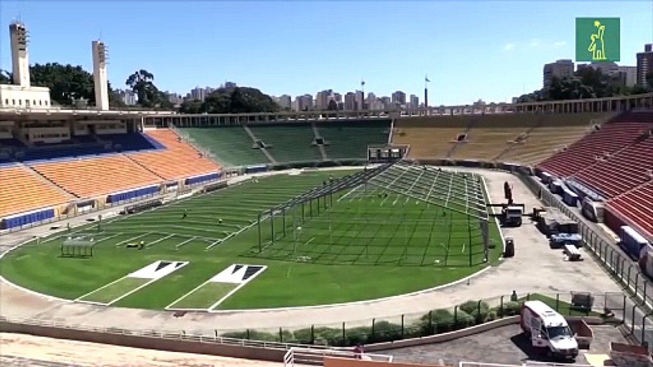 Comienzan a levantar hospital en el estadio Pacaembú de Sao Paulo